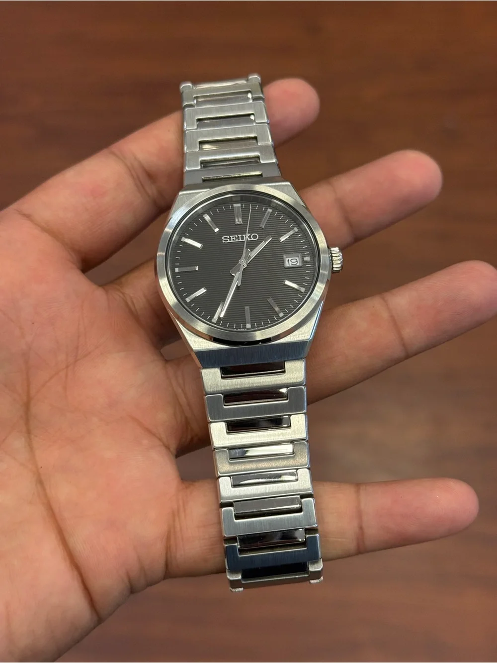 Seiko Silver and Black Stainless Steel  Men's Essentials  39mm Watch